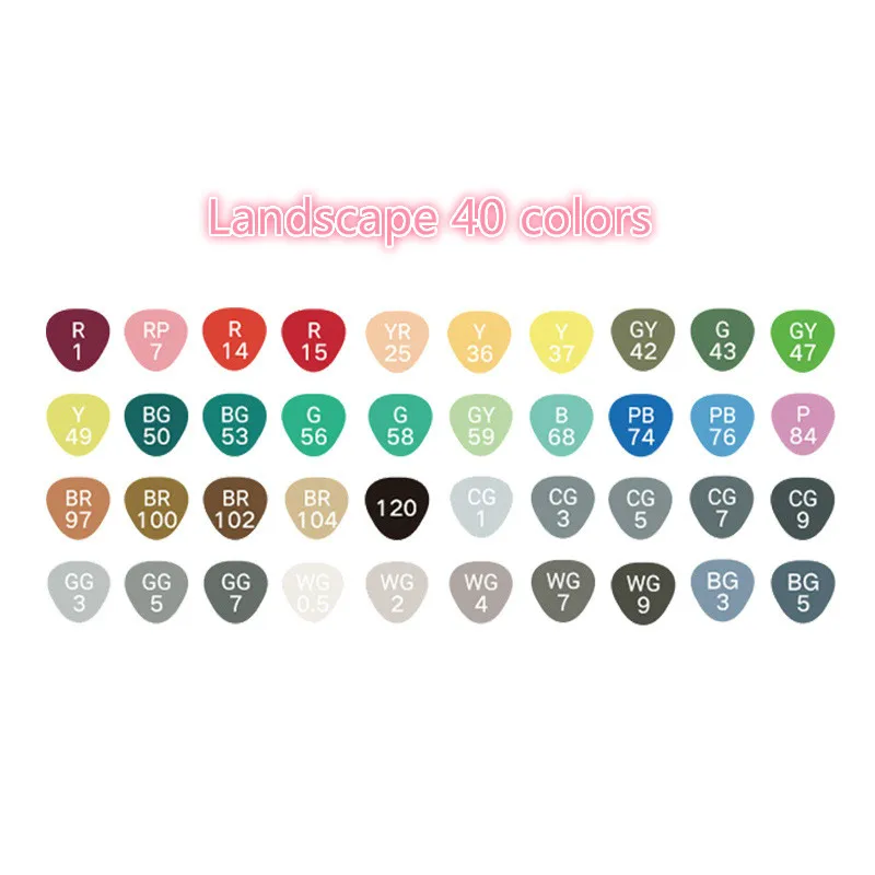 Landscape 40 colors TouchFIVE художественные маркеры художественный эскиз кисть для рисования маслом 30-40-60-80-168 Цвет Двойная голова цвет Искусство Ручная роспись канцелярские принадлежности MKB005F - Цвет: Landscape 40 colors