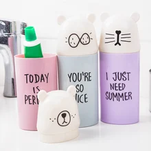 Новые милые буквы Зубная щетка Контейнер для зубной пасты с крышкой портативные дорожные принадлежности экологически чистые PP принадлежности для ванной 8A1582