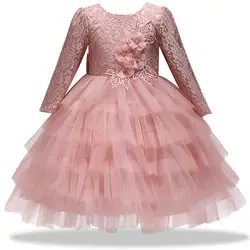 Новые детские Платье на день рождения Банкетный теннис газовое платье с цветочным узором для девочек Свадебные невесты групповой танец