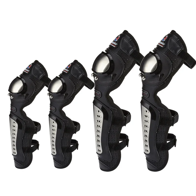 4Pcs/Set Motorcycle Kneepad Stainless Steel Moto Elbow Knee Pads MadBike Motocross Racing Protective Gear Protector Guards Kit