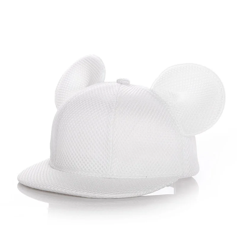 Детская Милая бейсбольная кепка с большими ушками Микки Мауса для девочек, Кепка в стиле хип-хоп с милой мышкой, Повседневная летняя сетчатая солнцезащитная Кепка, Casquette, подарок - Цвет: white
