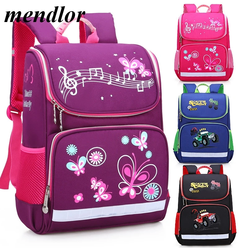 2019 New Children School Bags Girls Butterfly Backpack Kids Satchel Boy Car Knapsack Girl For Space Bag  Багаж и | Школьные ранцы -33023194021