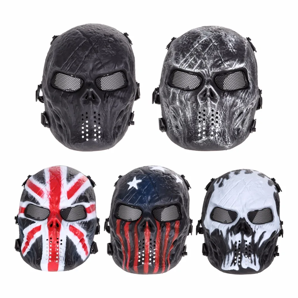 Цена Airsoft Пейнтбол Маска череп полный уход за кожей лица армейские игры уличная с металлической сеткой глаз щит костюм для вечерние вечеринок