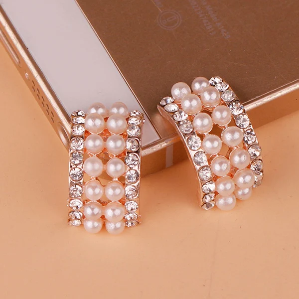 

2015New 60Pcs Pearl Arc-shaped Rhinestone Buttons Embellishment button DIY accessories HZ117