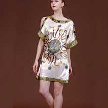 SSH056 Spring Summer Fancy Nightgowns Sleepshirt 2017 Satin Silk Lady Sleepwear Dressing Gown Female Home Bathrobe Intimissimi