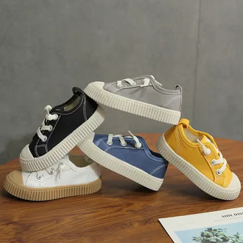 

Spring 2019 New Kids' Shoes Summer Korean Children's Canvas Shoes Girls' Casual Shoes Soft Bottom Solid Color Lace Up 22-32