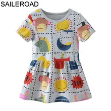 Saileroad/2-7years Лето Платья для девочек Vestido хлопок мультфильм Для детей нарядные платья принцессы для девочек