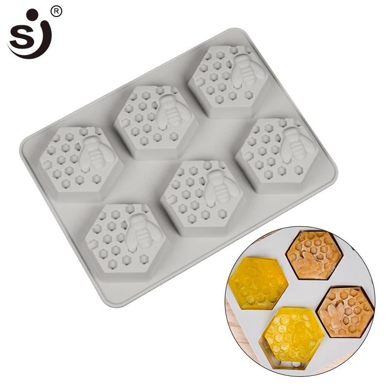 SJ Honey Bee Wedding Silicone Soap Mold 6 Forms For Crafts Cube Multi DIY Handmade Soap Making Supplies Material Tools