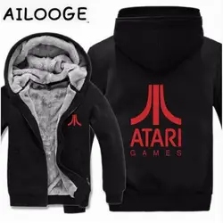 Новый ATARI толстовки зимняя куртка Для мужчин Повседневное из плотного флиса Прохладный печатных Atari толстовки пуловер человек пальто