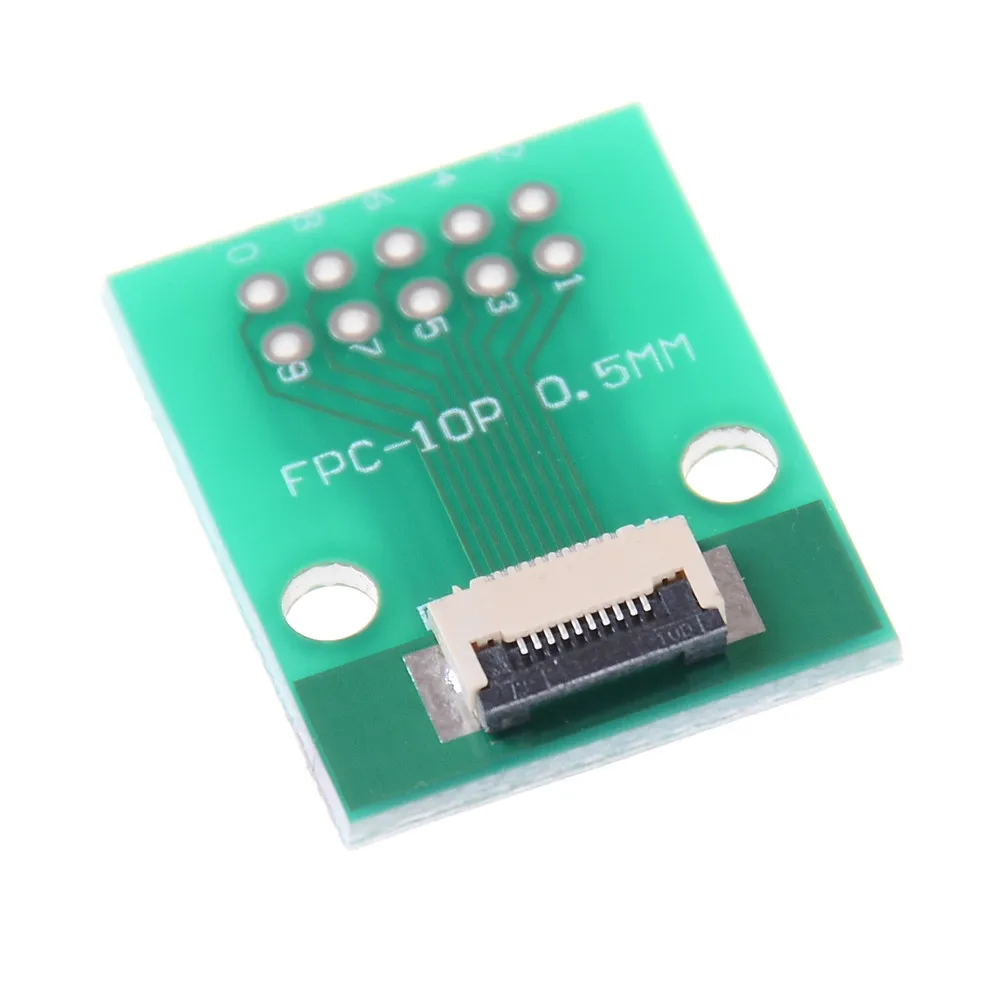 

FPC FFC Cable 10PIN 0.5 Mm Pitch Connector SMT Adapter To 2.54 Mm 1.00 Inch Pitch Through Hole DIP PCB Board