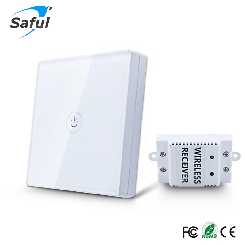 12V Remote Wireless Touch Switch 1 Gang 1 Way Crystal Glass Waterproff Switch Touch Screen Wireless Wall Switch For Home Light 