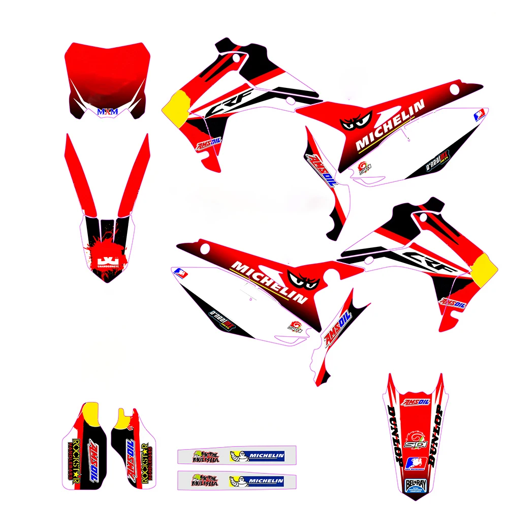 

Customized Number GRAPHICS BACKGROUNDS DECAL STICKER For Honda CRF250R CRF250 2014 - 2017 2015 CRF 450 450R 2013 - 2016