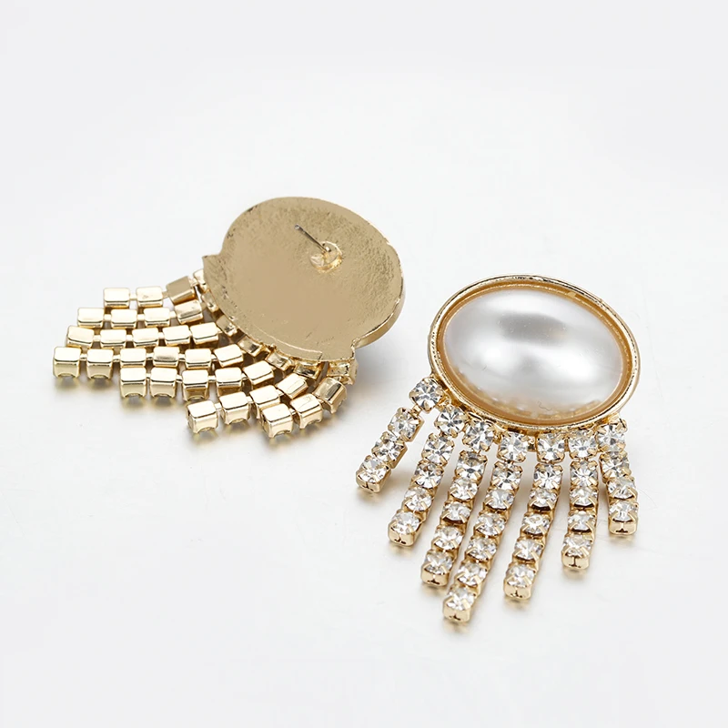 Flashbuy, модные золотые серьги-капли с кристаллами и кисточками для женщин, серьги с геометрическим орнаментом, трендовые ювелирные изделия для свадебной вечеринки