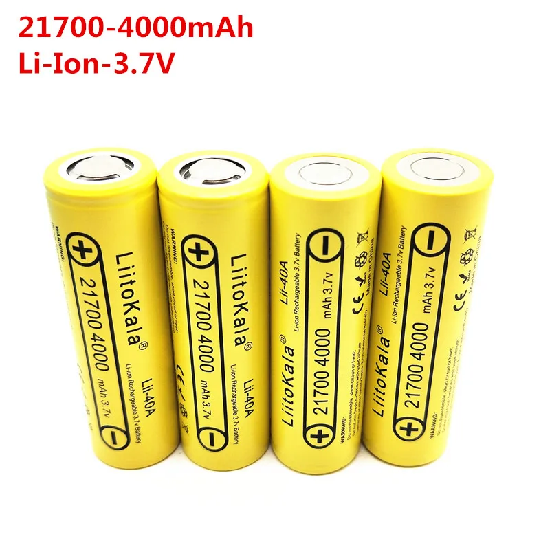 

4pcs LiitoKala 21700 Li-Ion battery 40A Original 4000mAh Rechargeable Battery