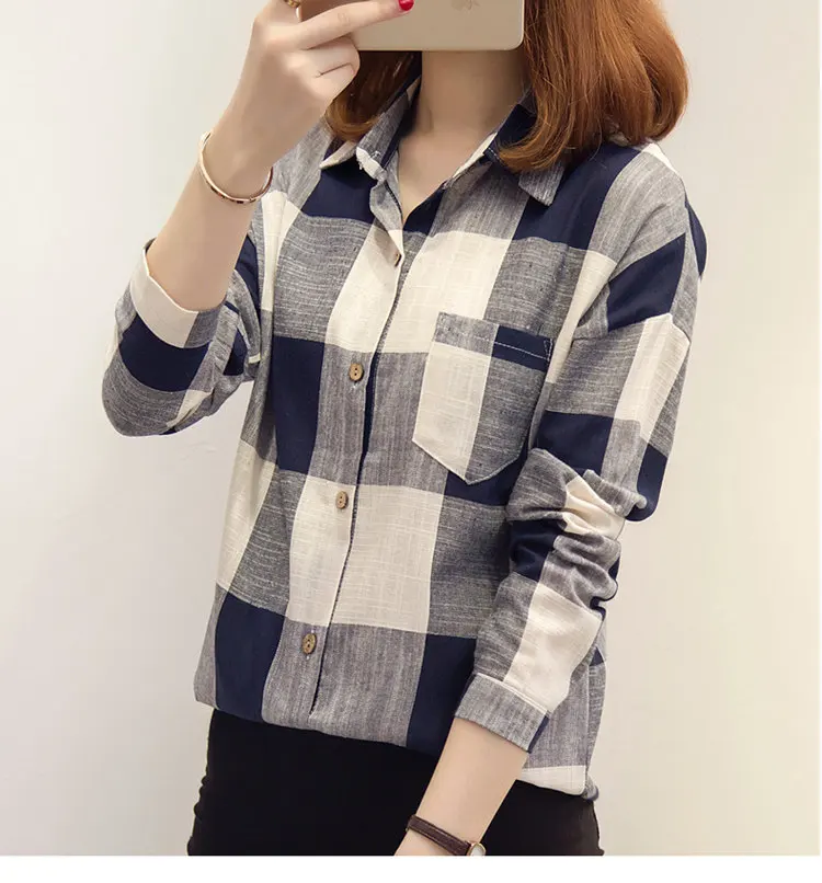 2019 New Womens Tops And Blouses Women Autumn Plaid Shirts Ladies Casual Long Sleeve Blusas Mujer Invierno Women Chemisier Femme (3)