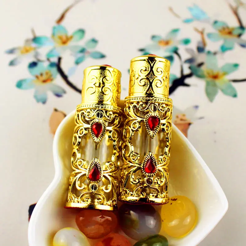 

1PC 3ml Antiqued Metal Perfume Bottle Arab Style Essential Oils Bottle Alloy Dropper Glass Bottle Wedding Decoration Gift