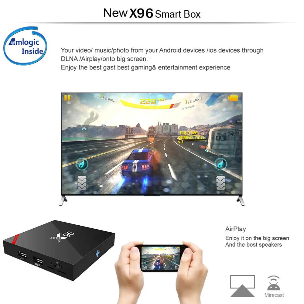 X96 X96w tv box WiFi android 7.1 2GB 16GB Amlogic 1GB 8GB S905W tvbox Quad Core WiFi Media Player s