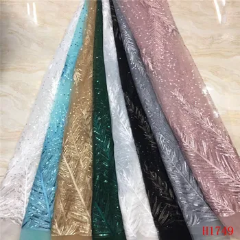 

African Lace Fabric Sequins Lace Fabric 2019 New Arrival Sequins Lace Fabric For Party HJ1749-1