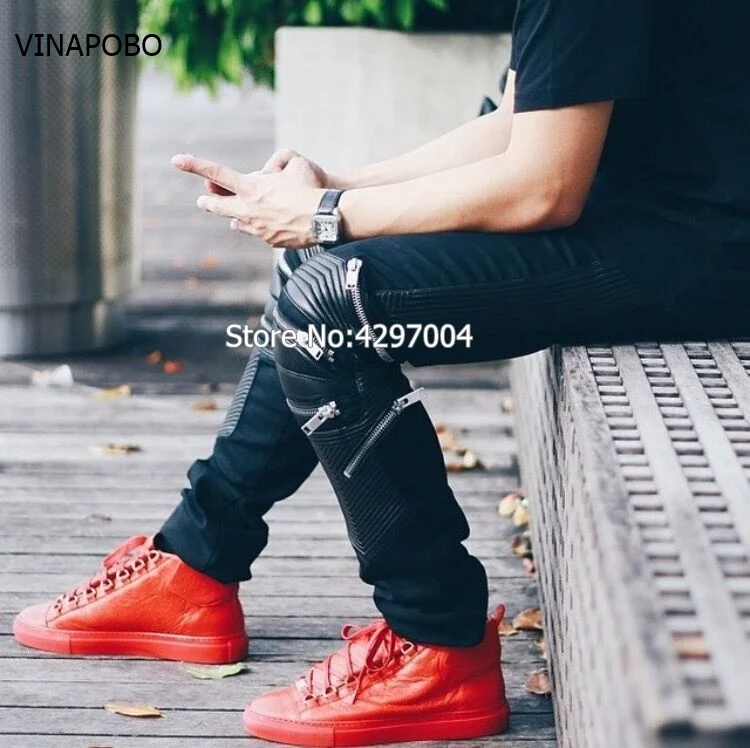 Wholesale High Top Men Casual Shoes Arena Wrinkled Leather White Red Black Drop Shipping Fashion Men's Trainers Shoes Size 38-46