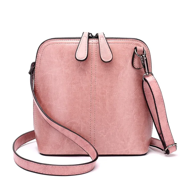 Модные женские сумки из натуральной кожи, черные женские сумки через плечо, дизайнерские маленькие сумки через плечо tasjes dames - Цвет: Розовый