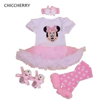 Модные милые Боди с Минни Bebe; праздничные платья; наряды для девочек на день рождения; комплекты летней одежды для маленьких девочек из 4 предметов; Одежда для младенцев