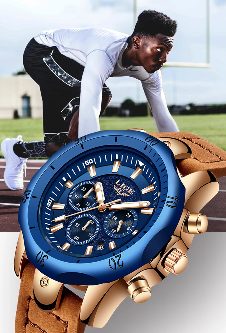 LIGE relogio masculino брендовые роскошные часы мужские модные креативные хронограф светящийся аналоговый в стиле ретро с кожаным ремешком кварцевые часы