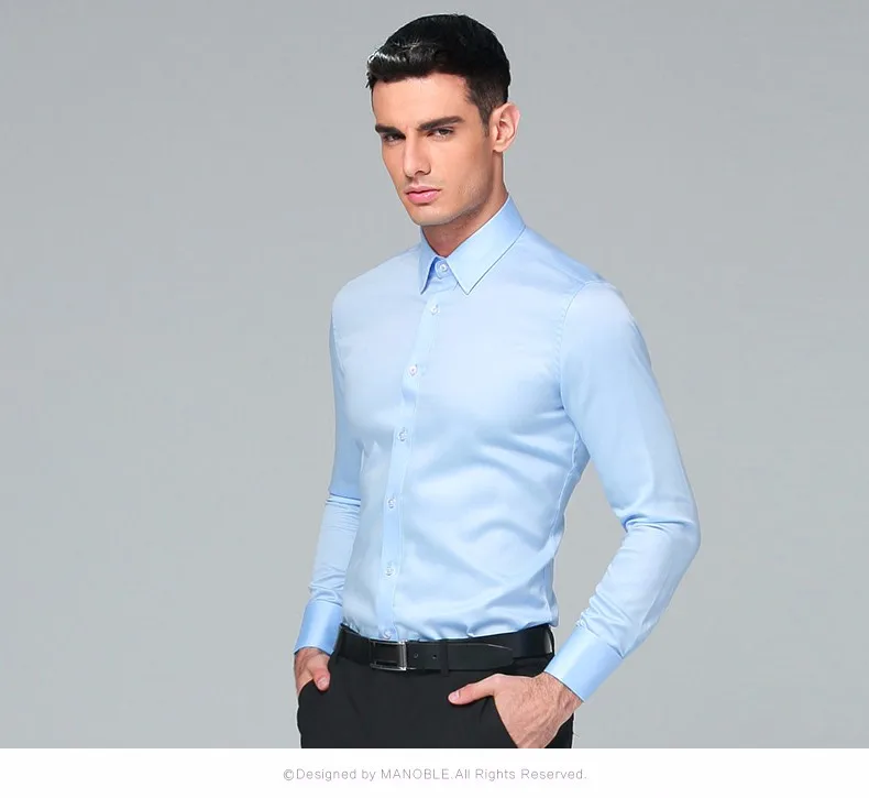 mens short sleeve white shirt High Quality 2021 Brands New Regular Fit Shirts for Men Business Long Sleeve Cufflink Cotton Solid Color Camisas De Hombre mens short sleeve dress shirts