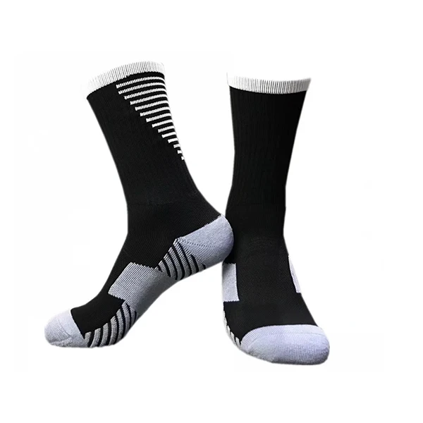 Мужские спортивные Элитные баскетбольные носки, мужские футбольные носки для велоспорта, Компрессионные носки, хлопковые носки для полотенец, Нескользящие мужские носки - Цвет: Черный