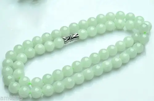 

huij 001305 Texture Bliss A Grade Natural Jade/Jadeite 7.4mm Beads Necklace