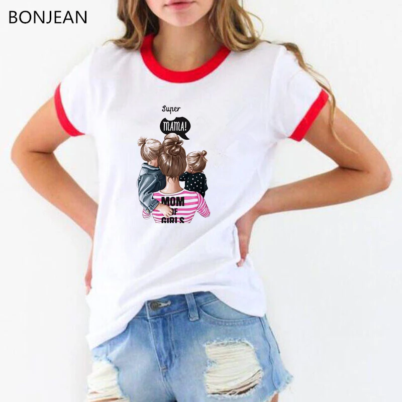 

Korean Summer Top tshirt femme Super Mom Life Funny t shirts women mama mother and children serial graphic tee shirt streetwear
