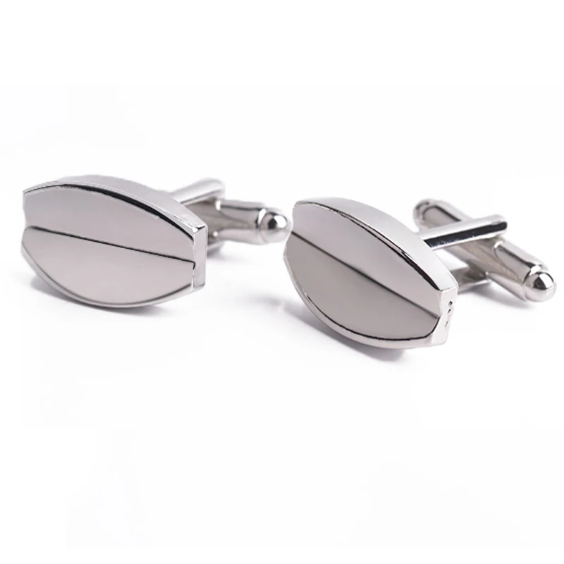 

Silver Polished Designer Geometry Oval Shaped Mens French Cufflinks Luxury Men Cuff Link Brand Cuff Button Gemelos Abotoaduras