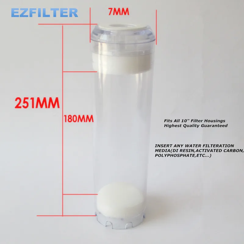 Clear 10" Empty Refillable Water Filter Cartridge Insert