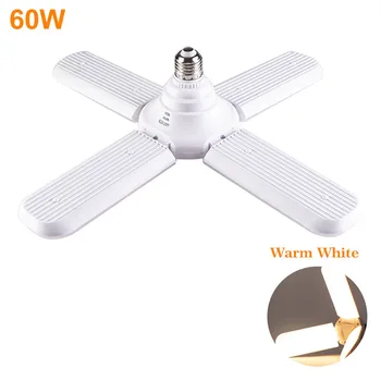

LED Bulb Home Multi Use Energy Saving Easy Install Adjustable White PC Super Bright Fan Blade E27 Durable Ceiling Light Foldable