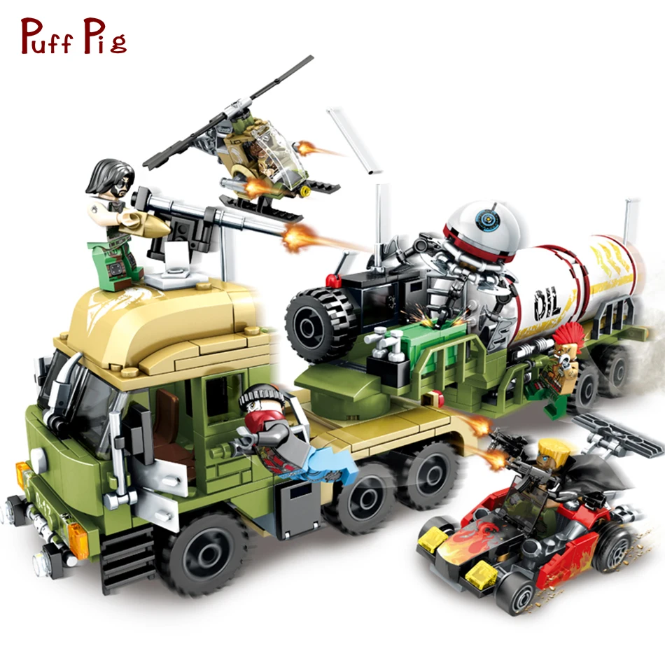 

539PCS Military Oil Transport Truck Helicopter Building Blocks Compatible Legoed Army Soldiers Guns Educational Kids Boys Toys