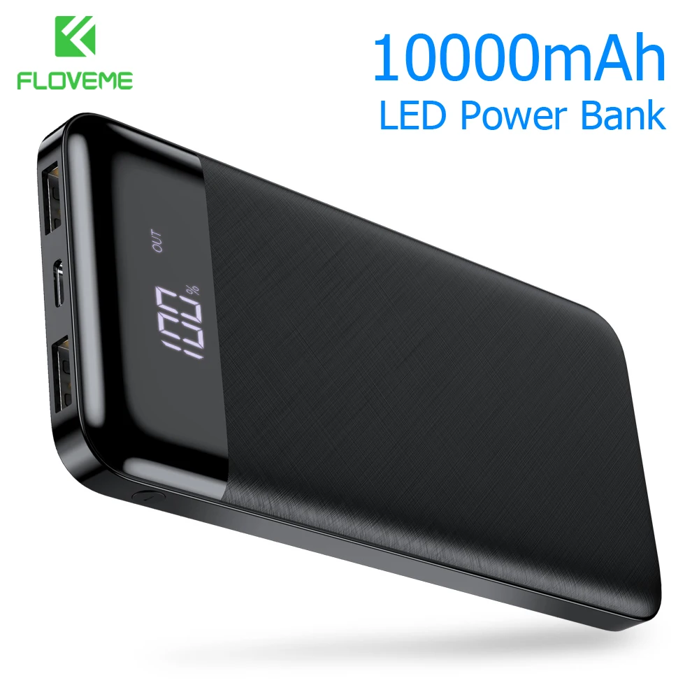 

FLOVEME Power Bank 10000mAh External Battery Pack for Xiaomi mi Power Bank Powerbank Paver Bank Portable Charger MicrouSB Type C