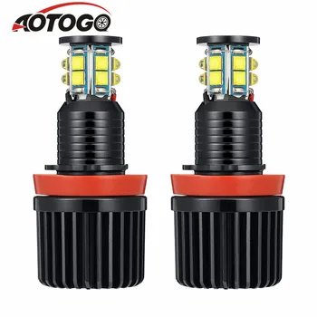 

2 Pieces H8 LED Light Day Light Angel Eyes Halo Ring Light Bulbs 120w Headlight 6500K White Auto Lamp For BMW Car-styling