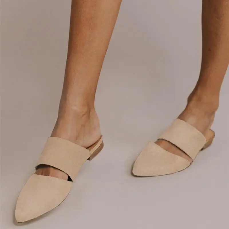 

2019 New Summer Leopard Flat Mule Women Slippers Slides Sandles Pointed Toe Ladies Shoes For Woman 2019 Plus Size 43 Slingbacks