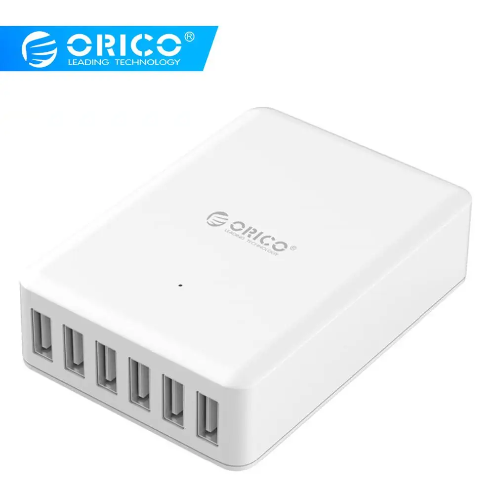  ORICO Universal USB Charger 6 Ports Smart Charger 5V2.4A Max Output 50W Mobile Phone Desktop Charge