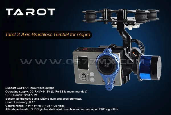 

Ormino Tarot 2-axis BGC Brushless Gimbal 2 Axis T-2D for Gopro Hero3 Fpv Camera Quadcopter RC Drone Mount Gimbal 2 Axis