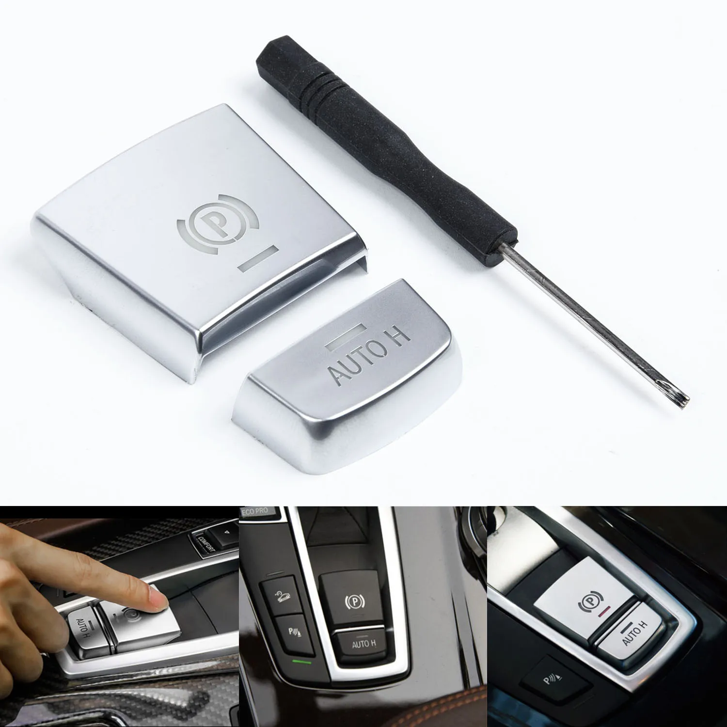 2pcs/set Car Parking Handbrake Brake Switch Button Cover For Bmw F10