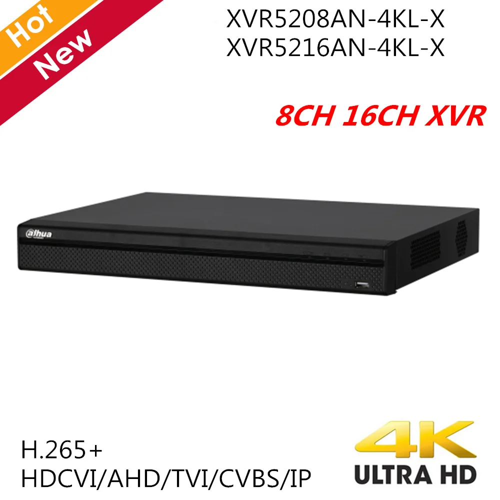 Сетевой видеорегистратор Dahua 4K 8CH XVR5208AN-4KL-X 16CH XVR5216AN-4KL-X 8-канальный сетевой видеорегистратор 16-канальный видеорегистратор с разрешением 4K 1U цифрового видео Регистраторы для видеонаблюдения HDCVI системы