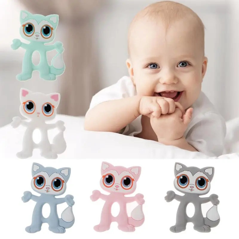 

Baby Teethers Big Eyes Cat BPA Free Teething Accessories Food Grade Silicone Nursing Necklace Pendants