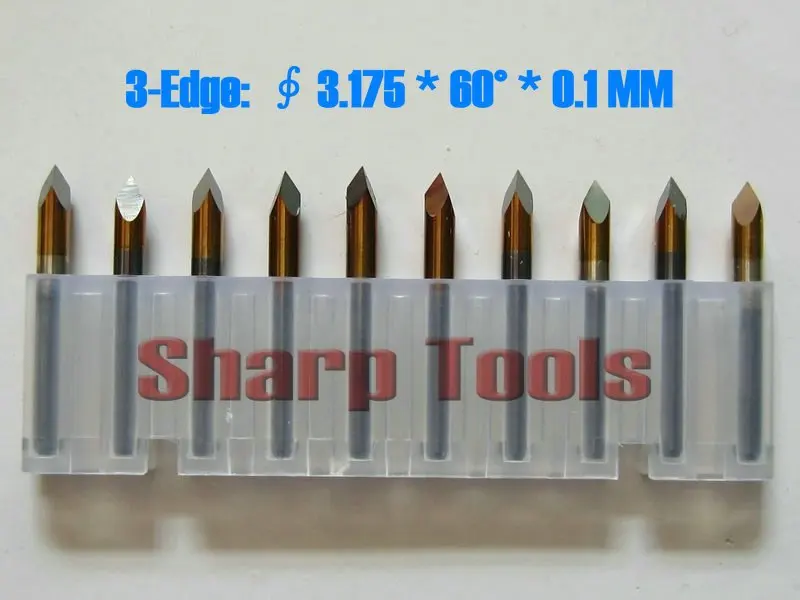 

10 pcs/lot 3.175*60*0.1MM 60 Degree, 0.1MM Tool-Tip Three-Edge Carbide Tools, CNC Cutters,Engraving Tools for CNC Router Machine