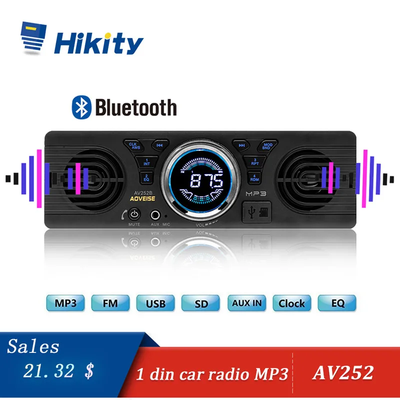 Автомагнитола Hikity AV252B 12 в Bluetooth 2,1+ EDR Автомобильная электроника MP3 аудио плеер стерео fm-радио с USB/TF портом