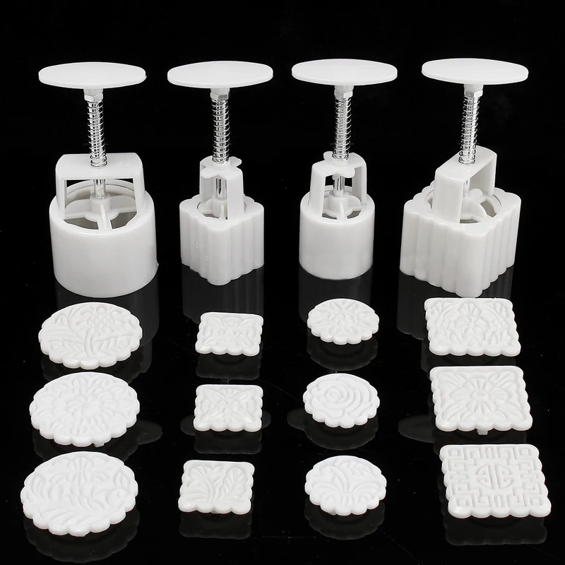 16pcs Moon Cake Fandant Decoration Mould 12Pcs Petals Templates 4pcs Moon Cake Mould Round Square Baking Pastry Tools Mayitr