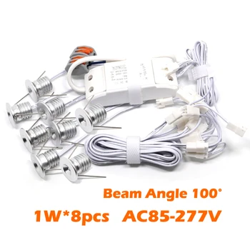 

1W*8pcs/set 1W Mini Spotlight LED Lamp AC85-277V Display Background Spot Lighting Hole-cut D0.59in
