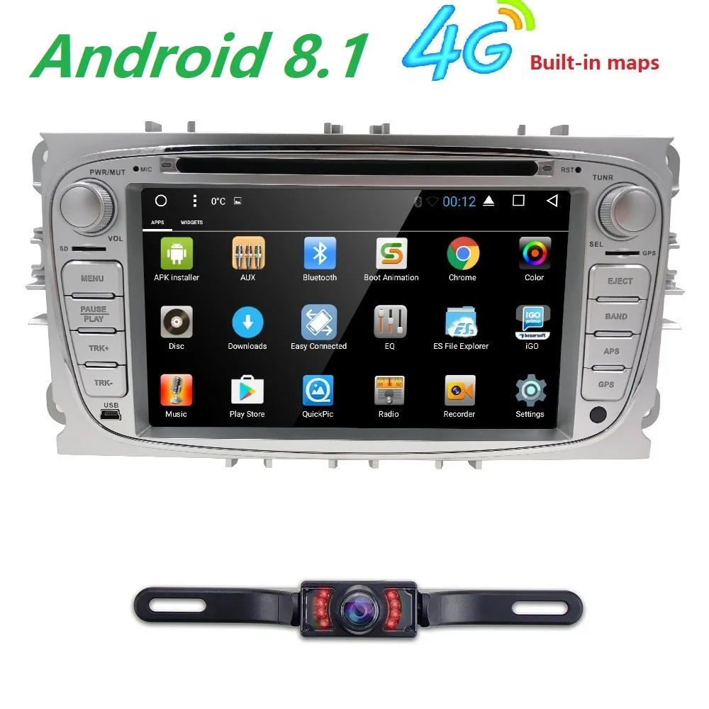 Excellent Hizpo 1G+16G Android 8.1 car dvd Navigation for focus ford mondeo ford kuga ford S-MAX C-MAX car radio GPS 1024*600 bluetooth 4G 1