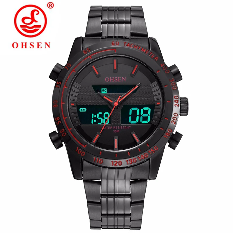 

OHSEN Mens Sport Military Watches Men Waterproof LED Analog Digital Quartz Army Sports Wristwatch Stainless Relogio Masculino