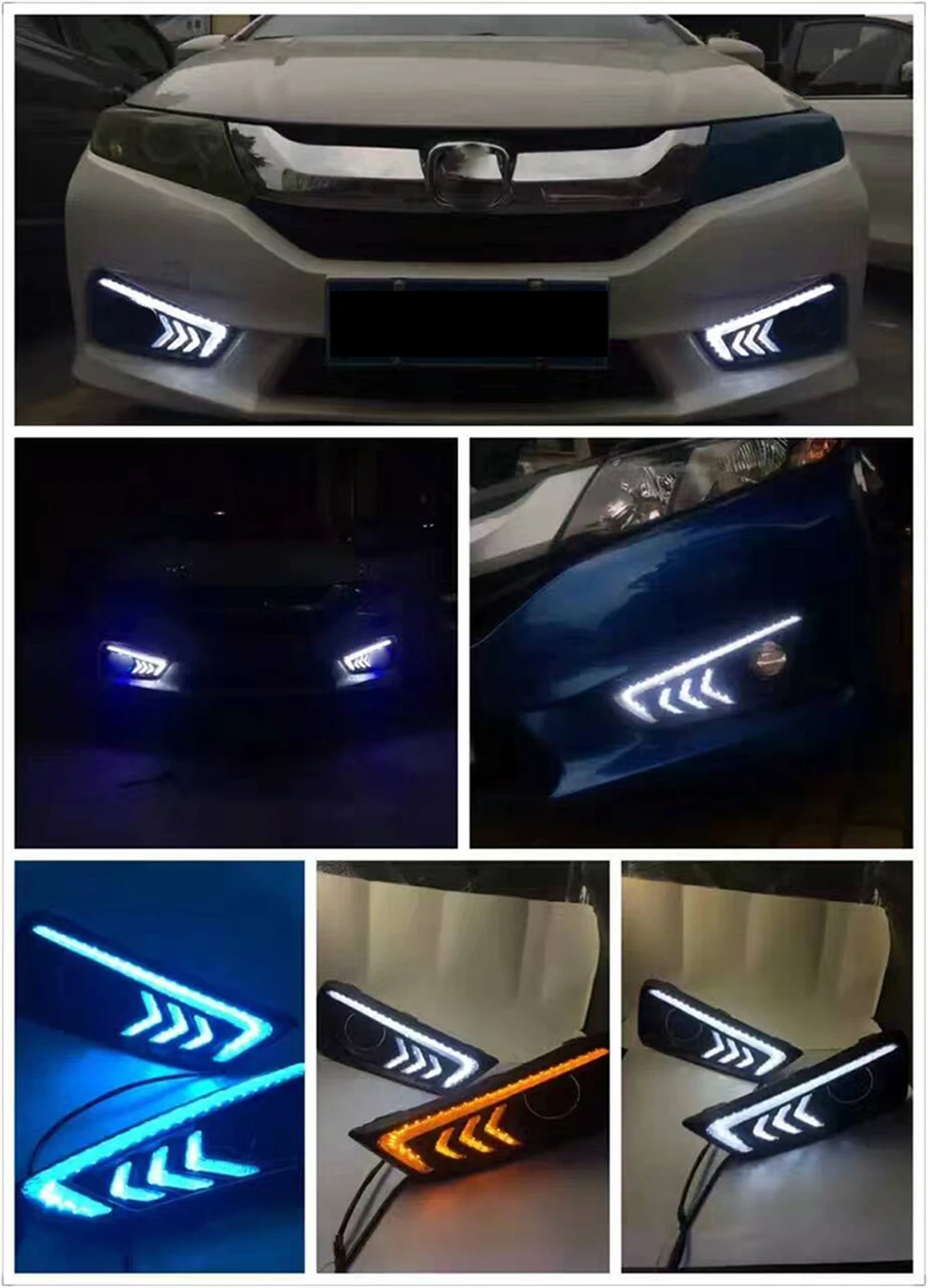 CSCSNL 2 шт. для Honda City DRL Габаритные огни дневного света 12V ABS колпак противотуманных фар пожелтеет со темно-синий