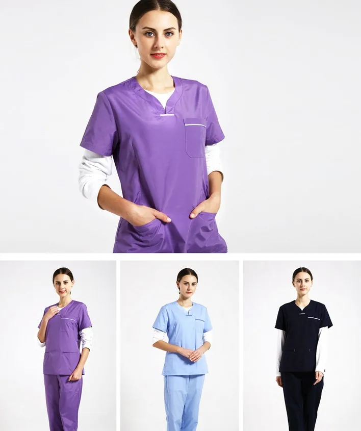 Новый продукт Женщины стоматологическая клиника медицинские скраб набор униформа медсестры с коротким рукавом Хирургическая Одежда